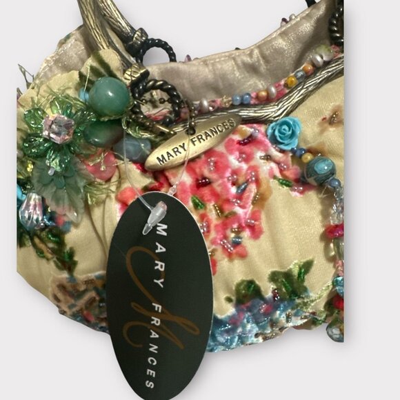 VTG Mary Frances Bag 824 Yellow Handmade Beaded Bouquet Top Handle Satchel NWT - Picture 3 of 9